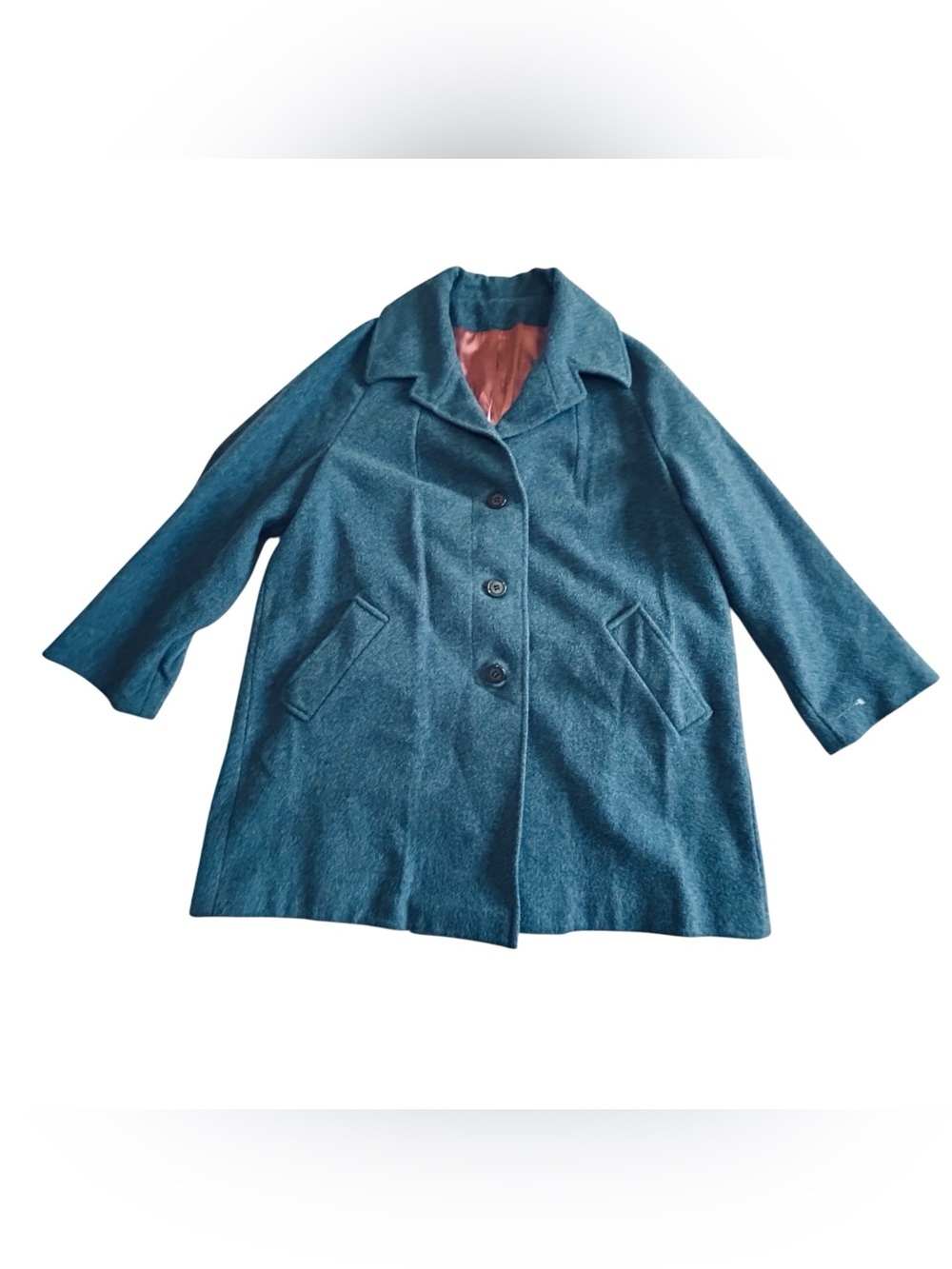 Classic Blue Wool Pea Coat with Notch Collar